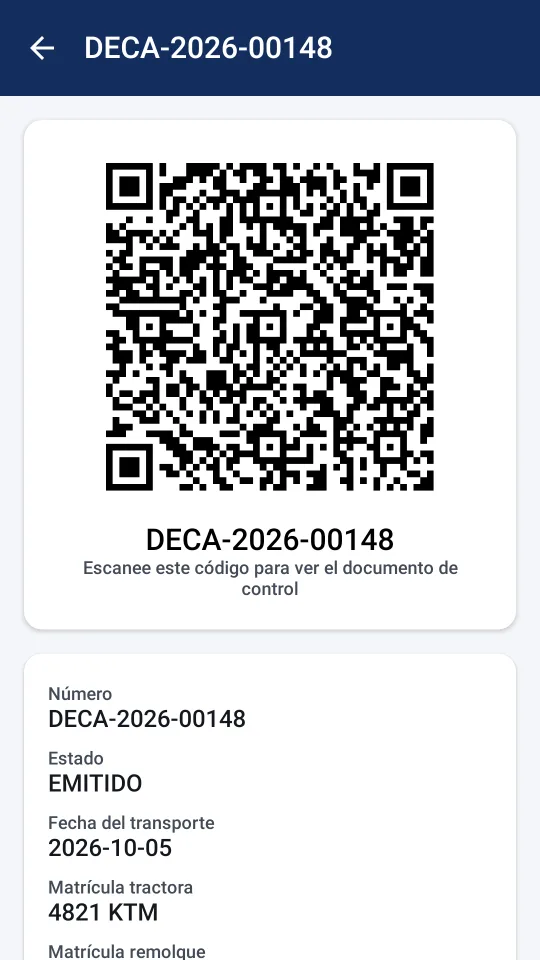 El codigo QR de un DeCA dibujado en la pantalla del movil, con el brillo al maximo
